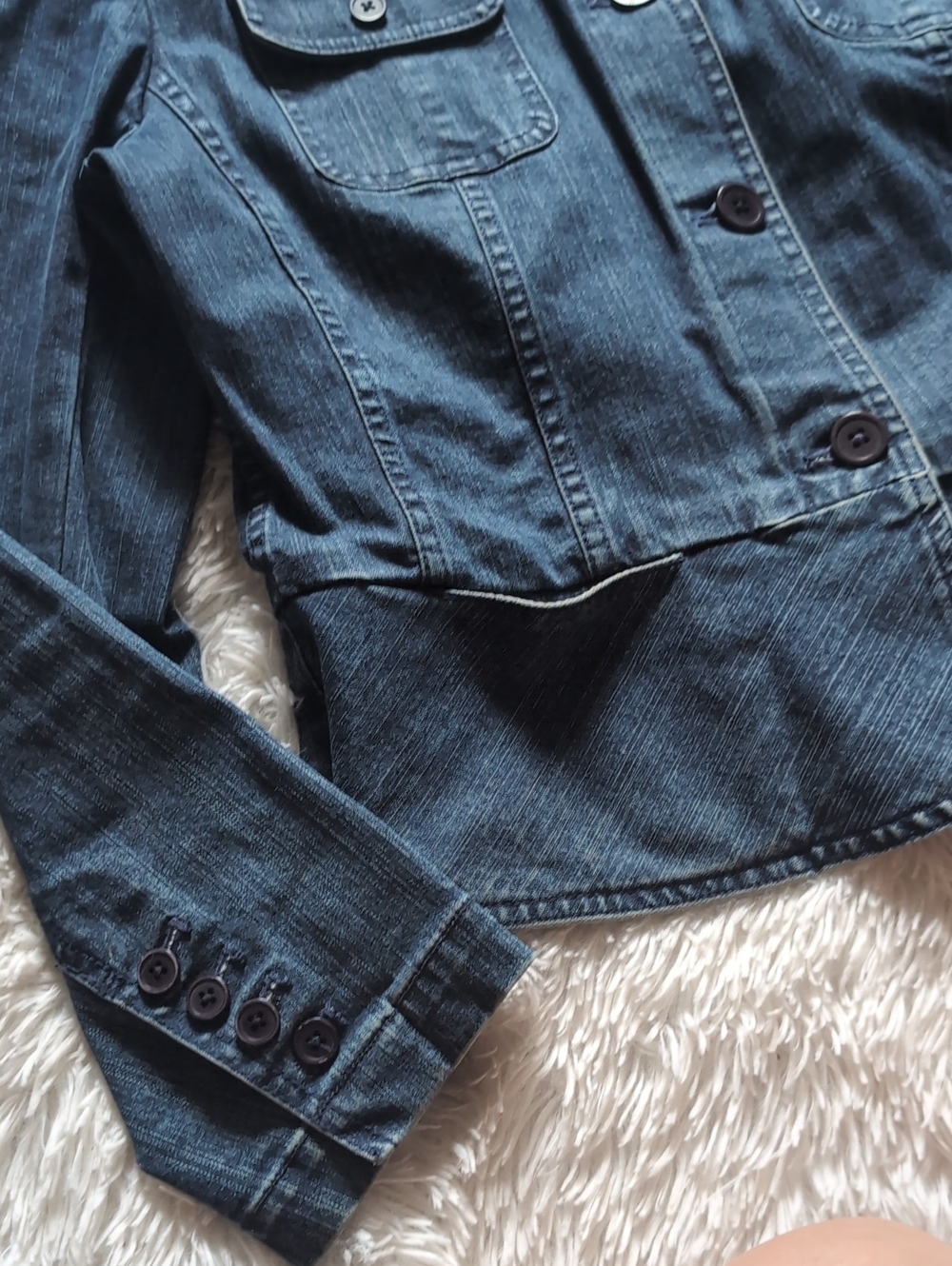 Y2K Vintage Talbots Blue Stretch Denim Princess Seam Jean Jacket 6 Petite - Picture 4 of 13